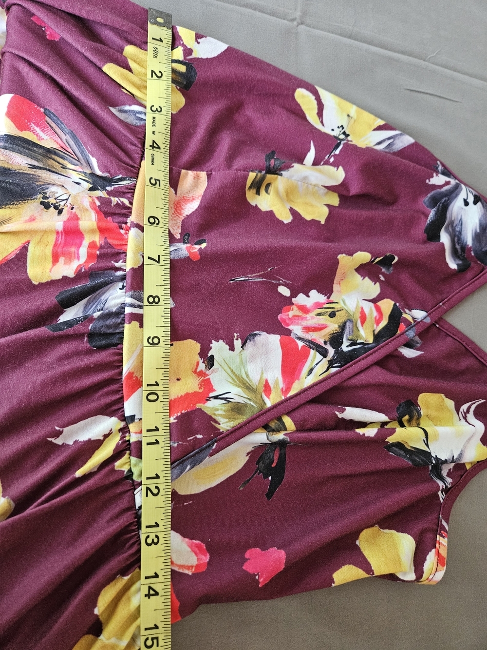 Floral Tie-Shoulder Wrap Dress in Wine - Picture 11 of 11